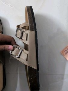 Open toe flats with buckles