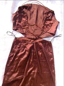 Brand New (Urbanic) Coffee Brown Satin Slip Dress