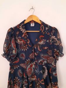 Navy Blue Printed Top (Women's)