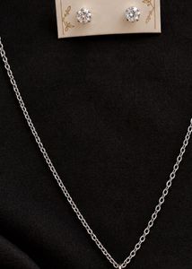 Silver Chain Necklace and Stud Earrings Set