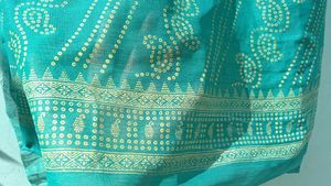 Green Paisley Print Saree