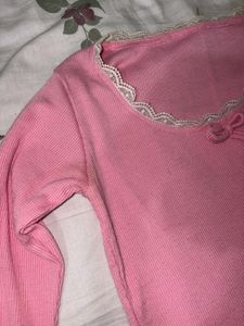 y2k Cute Pink Long Sleeve Top