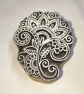 Handcrafted flower Block Print Fabric & Stamp