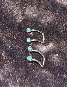 Unique U-Shaped Ear Cuffs with Blue Stones