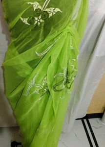 pure chiffon hand work 💯 saree 🔥 light weight