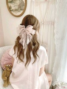 Floral Netted Hair Bow Alligator Clip New