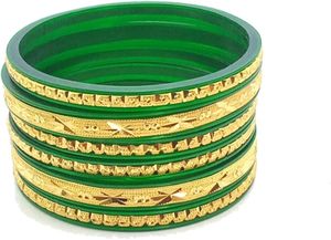 Acrylic Green Gold Bangles Size 2-10