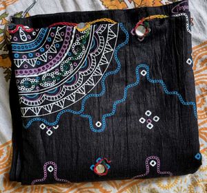 Designer Black scarf with Mirror Work