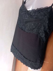 M&amp;Co Black Lace Trim Camisole Top