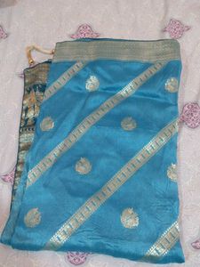 Blue Silk Saree with Elephant Motif