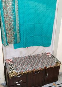 Teal Kurta with Print and Embellishment