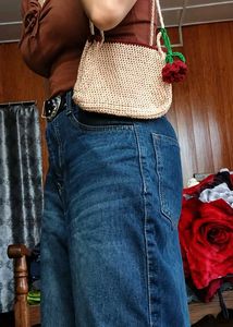 Handmade Crochet Bag with Rose Detail