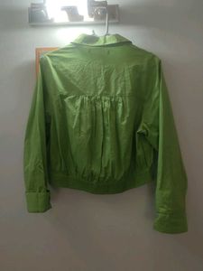 Green Button-Down Crop Top