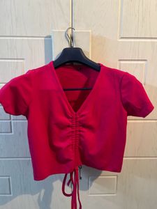 Chic Ruched V-Neck Crop Top