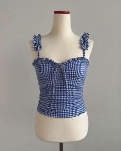 Blue & White Gingham Mini Tank Top