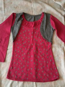 Cute Pink &amp; Grey Toddler Dress