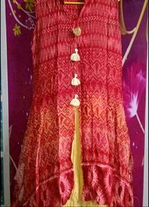 Red Embroidered Tassel Kurta