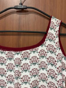 White Kurta with Floral Print