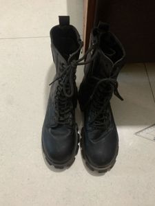 Black Lace-Up Combat Boots