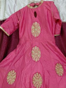 Pink Embroidered Ethnic Gown