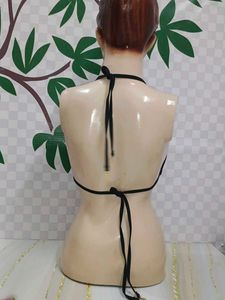 (1100)Black Lace Halter Bikini Top