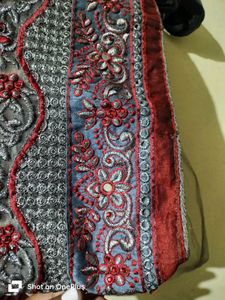 Beautiful Red And Cement Colour Saree