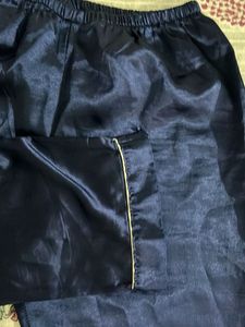 Navy Blue Silk Palazzos