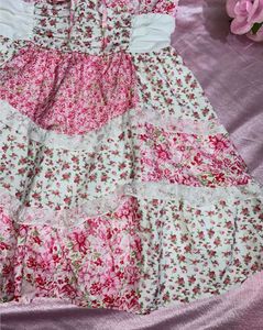 Light Pink Floral Tiered Mini Dress