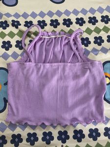 Cute Lavender Ribbed Crop Top