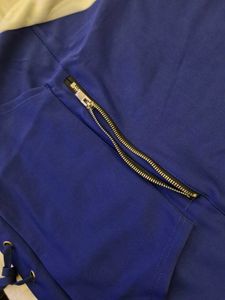 Blue Colorblock Zip Sweatshirt