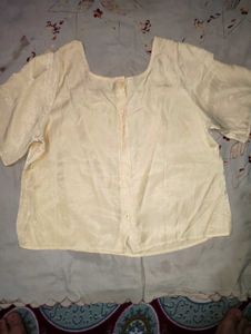 Chic Light Yellow Square Neck Top &amp; Korean white s