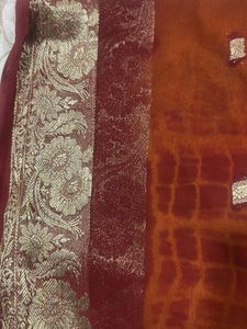 Vibrant Yellow &amp; Maroon Saree
