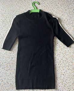 Black Ribbed Knit Dress - Casual Chic