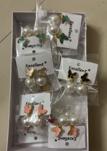 Elegant Pearl Butterfly Earrings set of 11