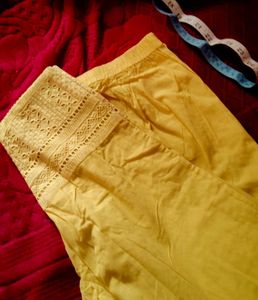 Yellow salwar with Lace Detail