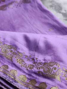 Elegant Lavender Saree with Gold Border