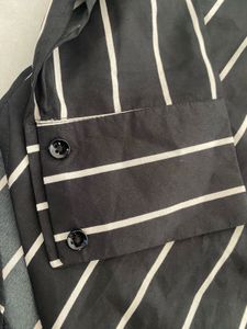 Black &amp; White Striped V-Neck Tunic