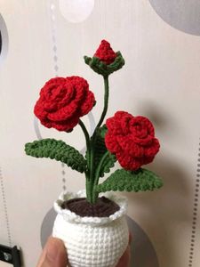 Crochet Potted Rose Mini Flowers 🌹