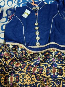 Elegant Blue &amp; Gold Lehenga Choli