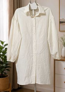 Cream Oversized Shirt Dress