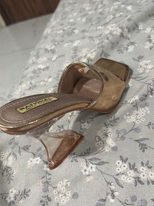 Rose Gold Mules with Clear Heels