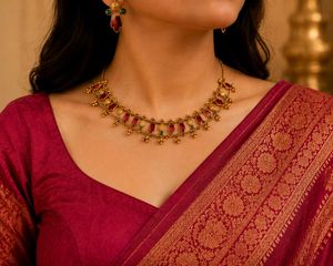 Traditional Antique Gold Plated Choker Necklace Se