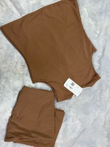 Brown korean  Sleeveless coordset