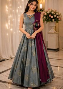 Elegant Grey & Maroon Lehenga Choli