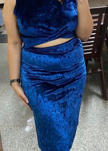 Royal Blue Velvet Midi Co - Ords