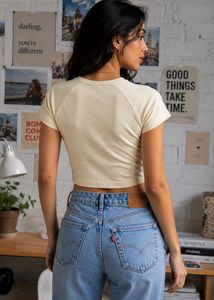 Cream Graphic Crop Top