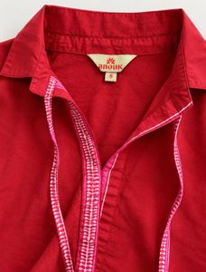 Red Kurta with Striped Palazzo Pants