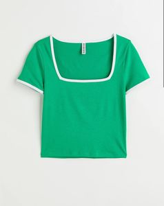 H&amp;M Green Square Neck Crop Top