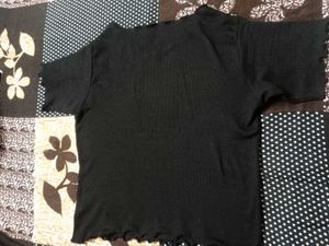 Black Ribbed Knit Top