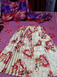 Floral Print Pleated ethnic long skirt